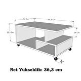 Reyo Home Enda Sultan Tekerlekli Orta Sehpa 86,5x50 cm Atlantik Çam
