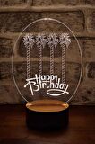 Doğum Günü Hediyesi. Happy Birthday Figürlü Led Masa Lambası | 7 Işık Rengi | Ahşap Taban