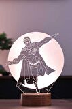 Superman Figürlü Dekoratif Hediye Led Masa Lambası | 7 Işık Rengi | Ahşap Taban