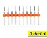 PCB Mikro Karbür CNC Matkap Ucu 10lu Set 0,95mm Tungsten 18 Shank