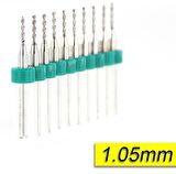 PCB Mikro Karbür CNC Matkap Ucu 10lu Set 1,05mm Tungsten 18 Shank