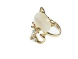 Sevimli Kedi Opal Moda Yüzük  17mm Çap Boyut Ayarlanabilir