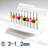Dremel için 0.3-1.2mm PCB Tungsten Karbür 10 lu Mikro Matkap Ucu Set