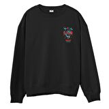 Angry Deer  Baskılı Siyah Sweatshirt