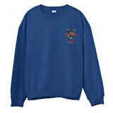 Angry Deer Baskılı Sweatshirt-Royal Mavi
