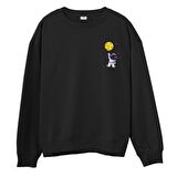 Astro-1  Baskılı Siyah Sweatshirt