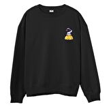 Astro-10  Baskılı Siyah Sweatshirt