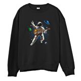 Astro-12  Baskılı Siyah Sweatshirt