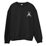 Astro-3  Baskılı Siyah Sweatshirt