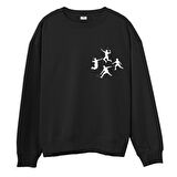 Badminton  Baskılı Siyah Sweatshirt