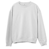 Basic  Baskısız Beyaz Sweatshirt