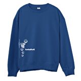 Basketball Baskılı Sweatshirt-Royal Mavi