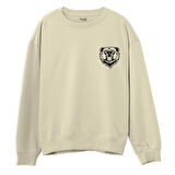 Bear  Baskılı Krem Sweatshirt