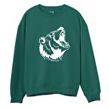 Bear Big  Baskılı Yeşil Sweatshirt