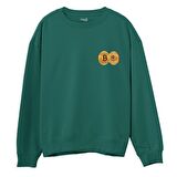 Bitcoin  Baskılı Yeşil Sweatshirt