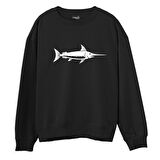 Fish  Baskılı Siyah Sweatshirt