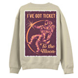 I’Ve got Tıcket Sırt Baskılı Sweatshirt-Krem