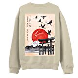 Japan Sırt Baskılı Sweatshirt-Krem