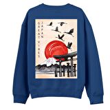 Japan Sırt Baskılı Sweatshirt-Royal Mavi