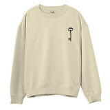 Key  Baskılı Krem Sweatshirt