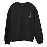 Key  Baskılı Siyah Sweatshirt