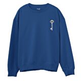 Key Baskılı Sweatshirt-Royal Mavi