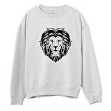 Lion Big  Baskılı Beyaz Sweatshirt