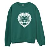 Lion Big  Baskılı Yeşil Sweatshirt