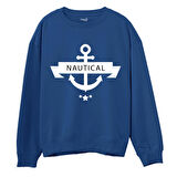 Nautical Baskılı Sweatshirt-Royal Mavi