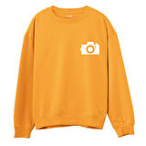 Photograph Baskılı Sweatshirt-Portakal
