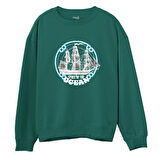 Sprit of the ocean  Baskılı Yeşil Sweatshirt