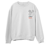 Street Wear  Baskılı Beyaz Sweatshirt