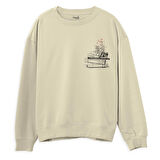 Think 2  Baskılı Krem Sweatshirt