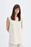 DeFacto Regular Fit Bisiklet Yaka Pamuklu Kolsuz Basic Düz Tunik D2953AX24HSER234