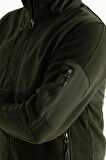 Souris Erkek Haki Dar Kalıp Anti-pilling Tüylenme Yapmayan Tam Fermuar Softshell Garnili Polar Sweatshirt