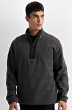DeFacto Relax Fit Dik Yaka Fermuarlı Polar Sweatshirt D2688AX24AUAR9