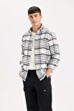 DeFacto Regular Fit Polo Yaka Kareli Flanel Uzun Kollu Gömlek D5835AX24AUER98
