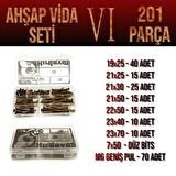 Ahşap Vida Seti VI - 201 Parça Vida Pul Ve Bits Uç