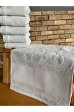 30x50cm SARRA 6'LI DİKİŞLİ ETAMİN HAVLU - GRİ