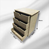 Ahşap Boyanabilir 4 Geniş Çekmeceli Takı-Makyaj Organizer Kutu