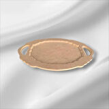 Ham Ahşap Boyanabilir Kulplu Oval Büyük Tepsi-Sunumluk