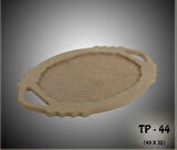 Ham Ahşap Boyanabilir Kulplu Oval Büyük Tepsi-Sunumluk