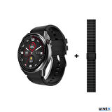 Winex Watch GT3 Pro Android İos HarmonyOs Uyumlu Akıllı Saat Yedek Kordonlu Siyah