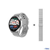ScHitec Watch GT3 Pro Android İos HarmonyOs Uyumlu Akıllı Saat Yedek Kordonlu Gümüş