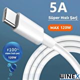 Winex 2in1 5A 120W Type-C to Type-C ve Lightning Hızlı Data ve Şarj Kablosu 120cm