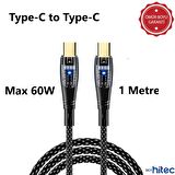 ScHitec 6A 60W Type-C to Type-C 1Metre Hızlı Data ve Şarj Kablosu Mavi YK250M