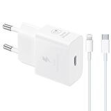 Samsung Apple İphone 13 Mini T2510N İphone Lightning Şarj Aleti Beyaz 2m Uyumlu Type-C to Lightning Kablo