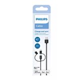 Philips Playstation 4/5 İle Uyumlu Joystick Şarj Kablosu 3in1 Micro Usb-Lightining-Type-C Hızlı Şarj Kablosu 2m DLC3106T