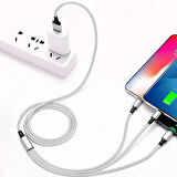 Tecno Casper Via A40 İle Uyumlu Çift UsbA & Type-C, Lightning, Micro Çıkışlı 5in1 Kablolu Hızlı Şarj Aleti