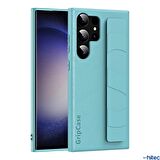 ScHitec Samsung Galaxy S24 Ultra Uyumlu Premium  Case Parmak Askılı Telefon Kılıfı Açık Mavi